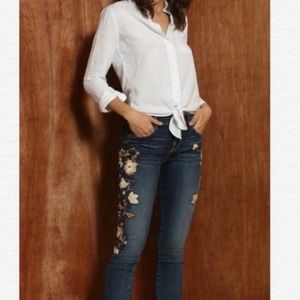 Driftwood marilyn floral embroidered jeans sz 28